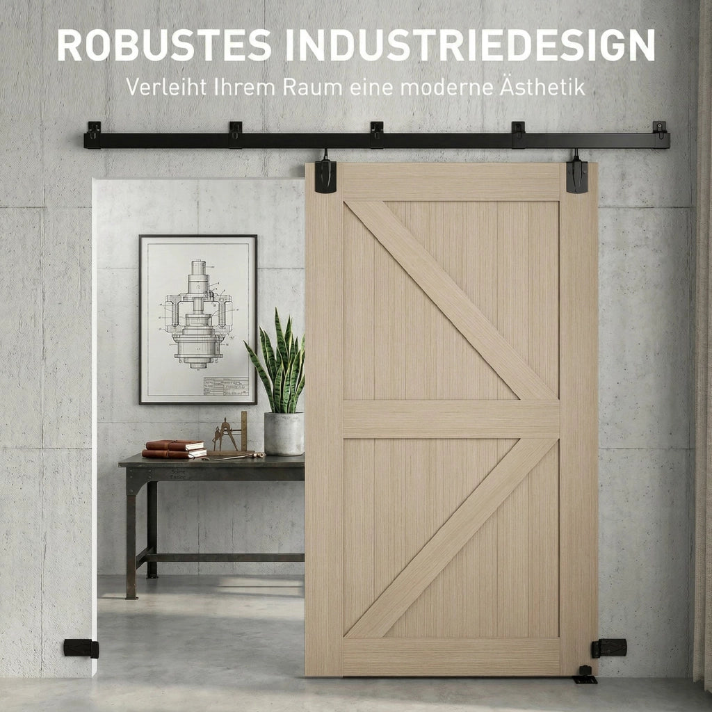 Set Ferramenta Porta Scorrevole 244 cm Nero ¨C zephmum ¨C per Ante Singole