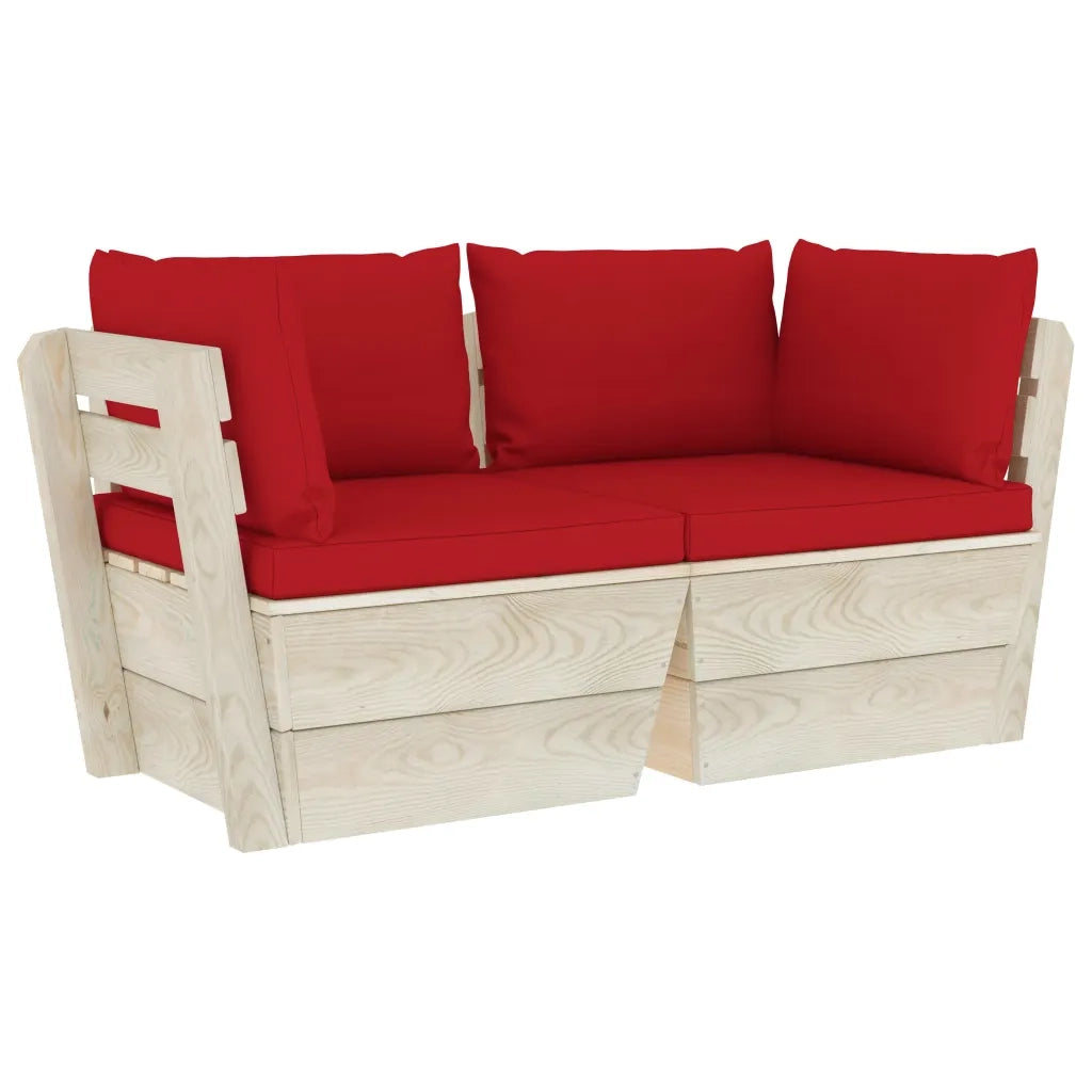 Divano da Giardino a 2 Posti su Pallet con Cuscini Legno Abete 3063390