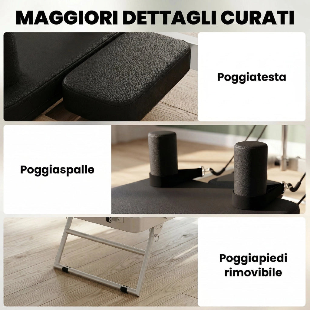 Reformer Pilates Pieghevole ¨C Xylo ¨C con 2 Bande Elastiche