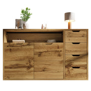 Mobile TV lussuoso - Zephmum- 150x40x90 cm Eiche ottica con 2 porte 4 cassetti scaffali regolabili