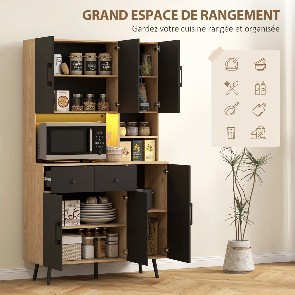 Buffet da cucina ¨C zephmum ¨C nero 100x40x176cm con luce LED