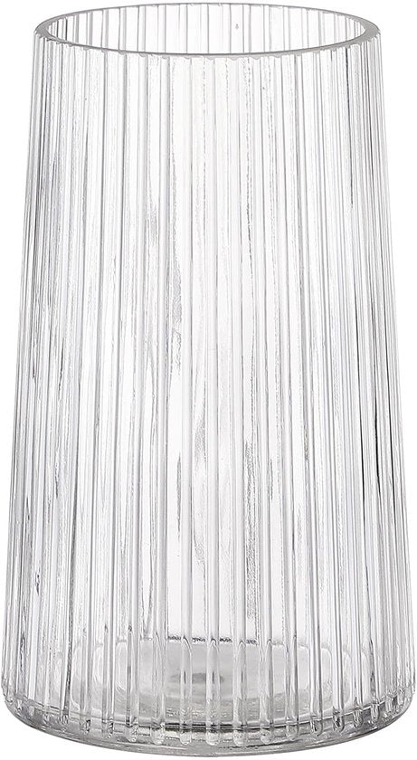 Vaso di cristallo trasparente per fiori, vaso di cristallo per fiori, vasi per fiori per bouquet, vasi moderni a rilievo per salotto, sala da pranzo, tavolo da salotto, ufficio, matrimonio, 20 cm