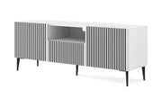 MOBILE RAVENNA FP PORTA TV IN MDF VERNICIATO 150 2D1S BIANCO NERO GAMBE IN METALLO NERO