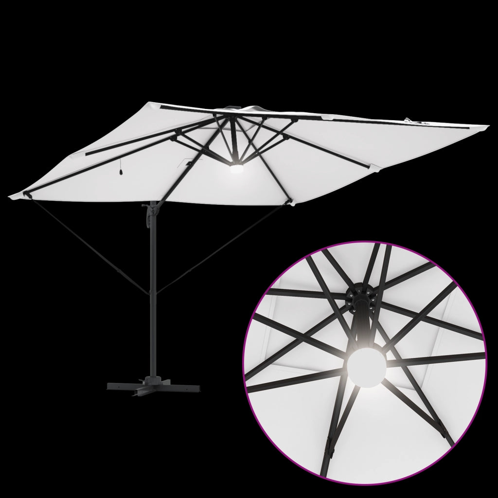 Ombrellone a sbalzo Roma con LED Sabbia 286x285x270 cm Alluminio