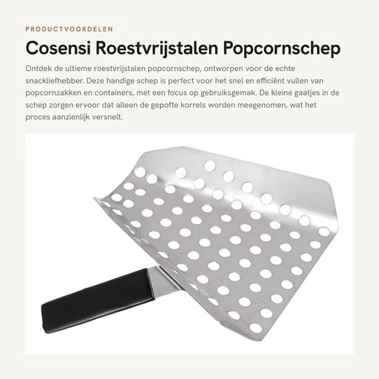 Spazzola per pop-corn in acciaio inossidabile - Frittoia - Setaccio per snack - Disegno ergonomico - Manico con fori - Spazzola