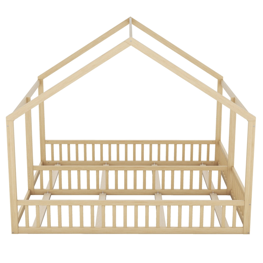Letto 2 in 1 a casetta 90x200 cm in pino e MDF; naturale