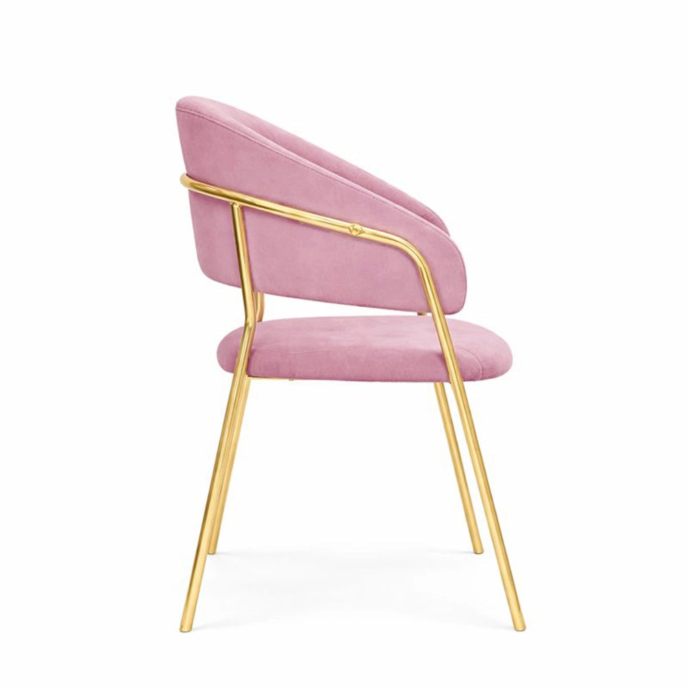 Sedie da sala da pranzo set da 2 Aurelia con schienale in velluto rosa