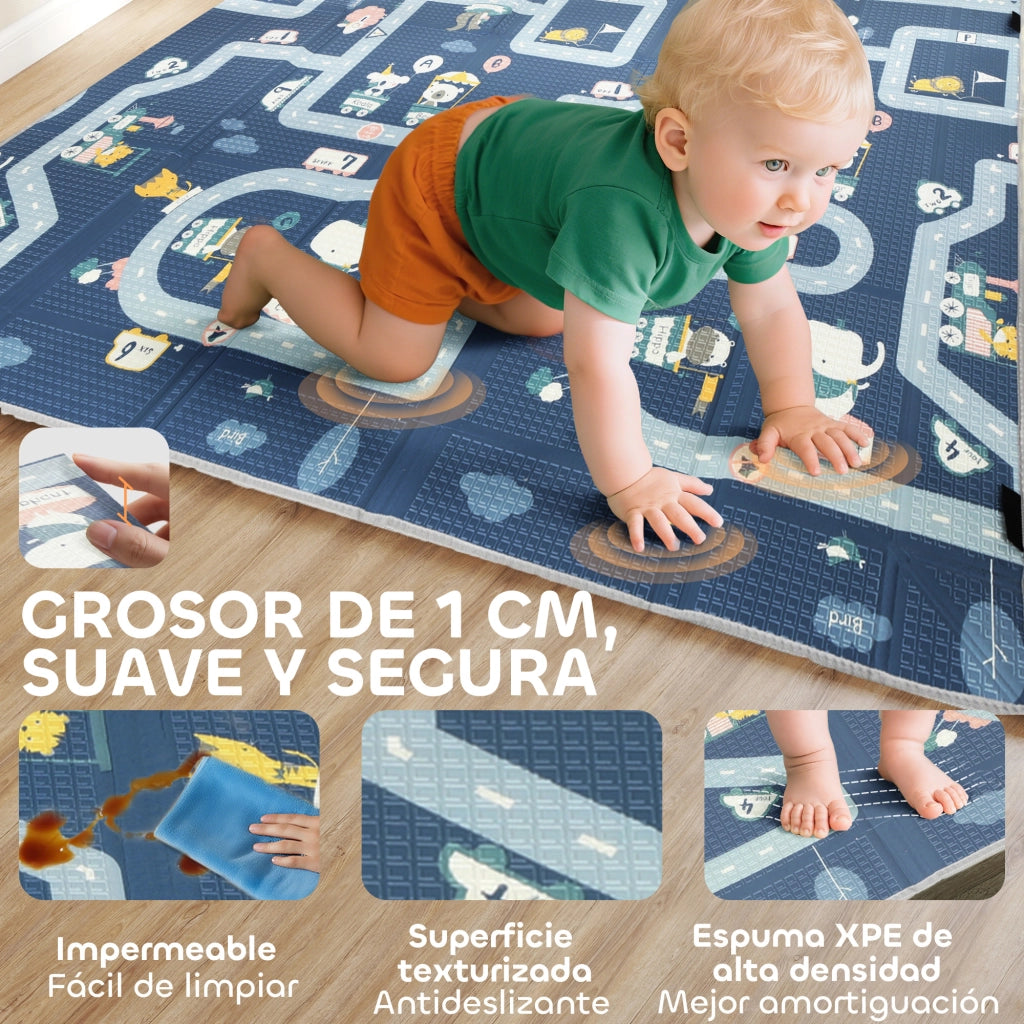 Tappeto Pieghevole Reversibile per Bambini ¨C zephmum ¨C 202x180.5x1 cm Multicolor Impermeabile