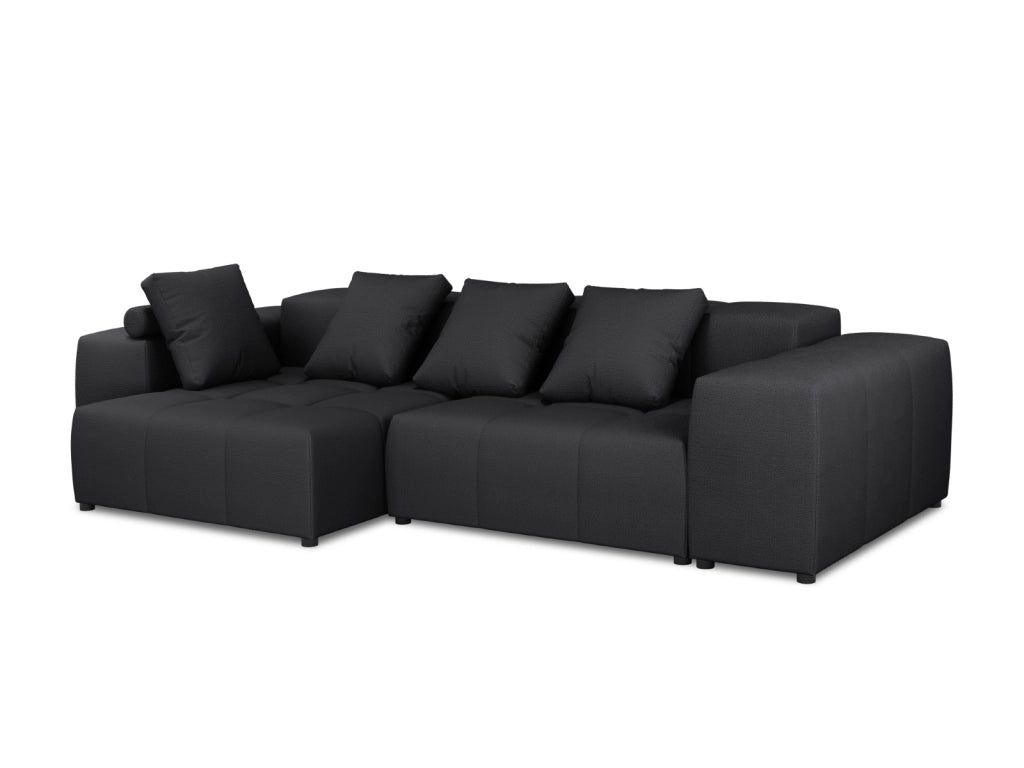 Cosmopolitan Design - Divano angolare modulare reversibile "Rome" 4 posti in tessuto strutturato nero 