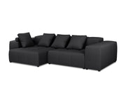 Cosmopolitan Design - Divano angolare modulare reversibile "Rome" 4 posti in tessuto strutturato nero 