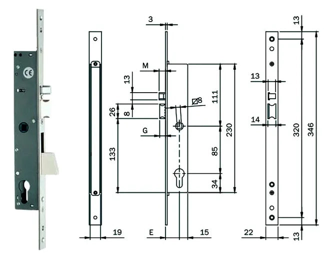 ELETTROSERRATURA INFILARE MONTANTI CON CATEN. QUADRO E SCROCCO 78180  mm.35 (781802352)    ISEO