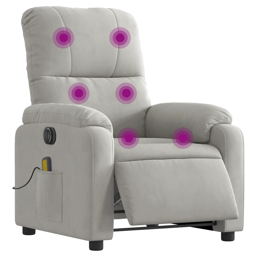 Divano Sedia-Poltrona Reclinante Massaggi Elettrica Grigio Chiaro Microfibra 874750