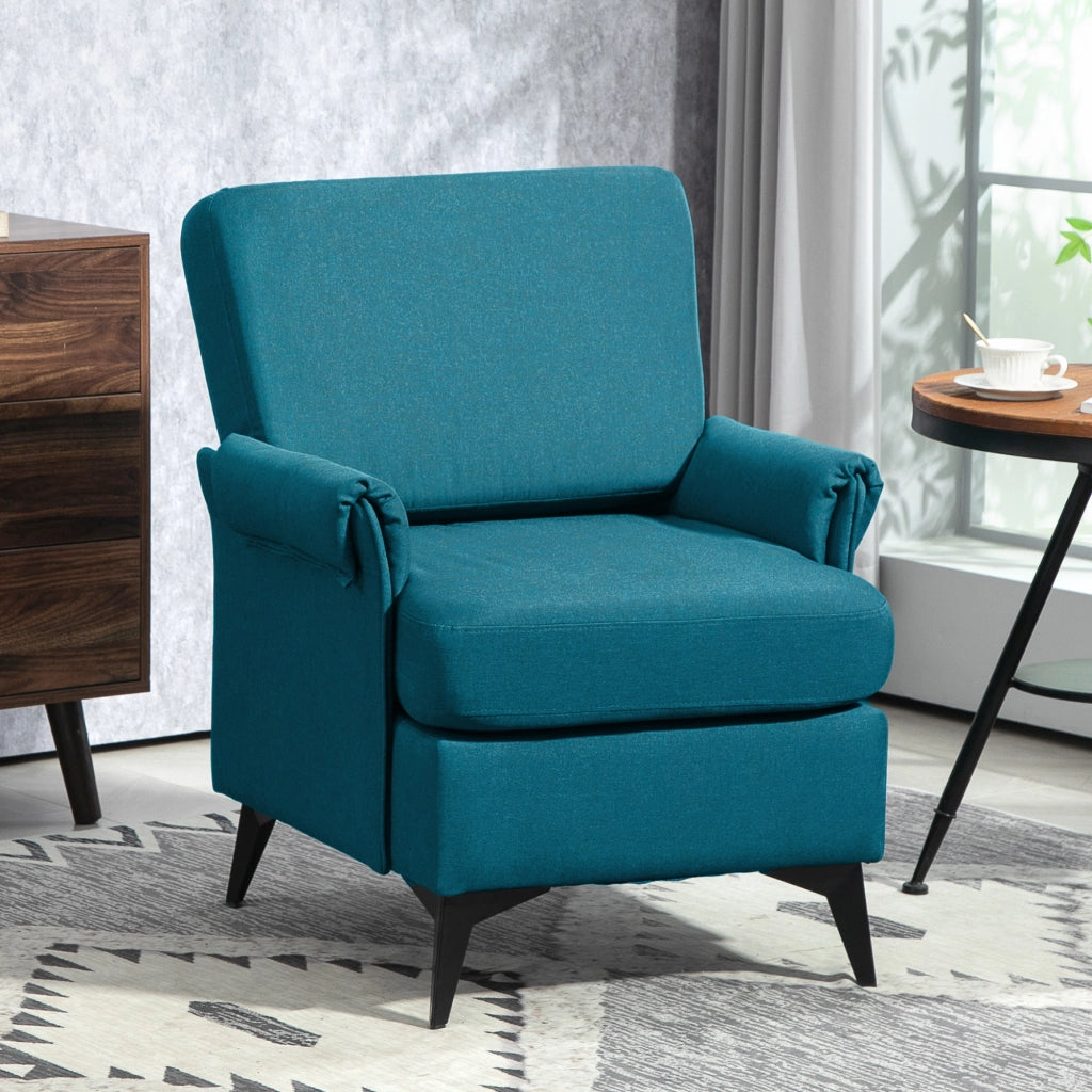 Poltrona Relax in Tessuto Verde con Braccioli ¨C Zephmum ¨C 70x73x83 cm