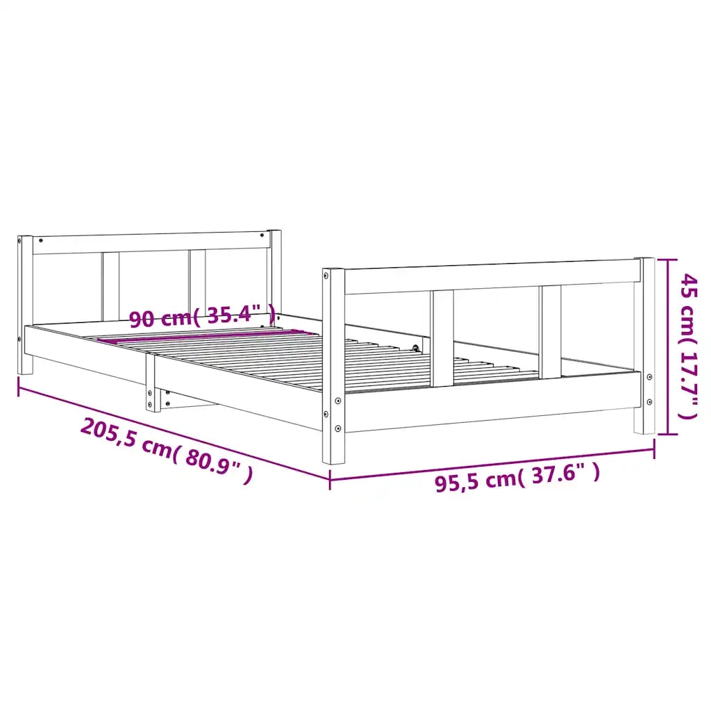 Giroletto per Bambini-Struttura Letto Bambini Bianco 90x200cm in Legno Massello di Pino 569720
