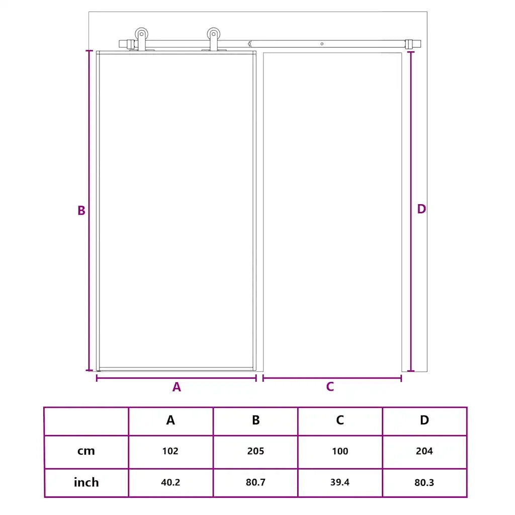 Porta Scorrevole in Vetro ESG e Alluminio 102,5x205 cm Nera 151663