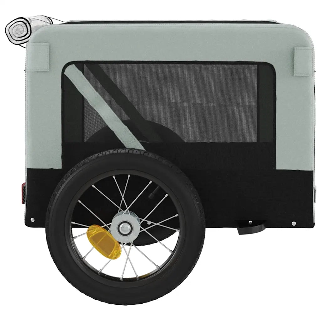 Rimorchio da Bici per Animali Grigio e Nero Oxford e Ferro CFW7271295