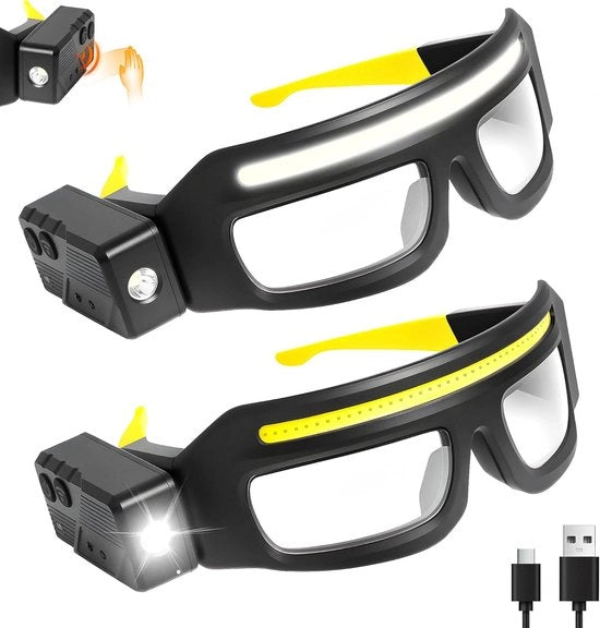 Lente LED a batterie con sensor di movimento e controllo touch, 5 stadi luce bracciale USB, lente per campeggio, pesca, bicicletta, escursioni, luce bracciale gialla