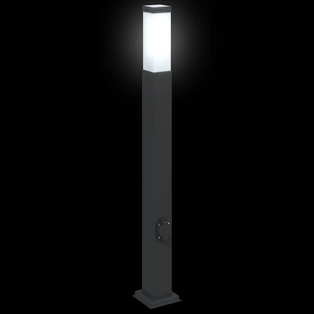 Lampioni a palo con presa elettrica 3 pz 80 cm Nero IP44 4006086