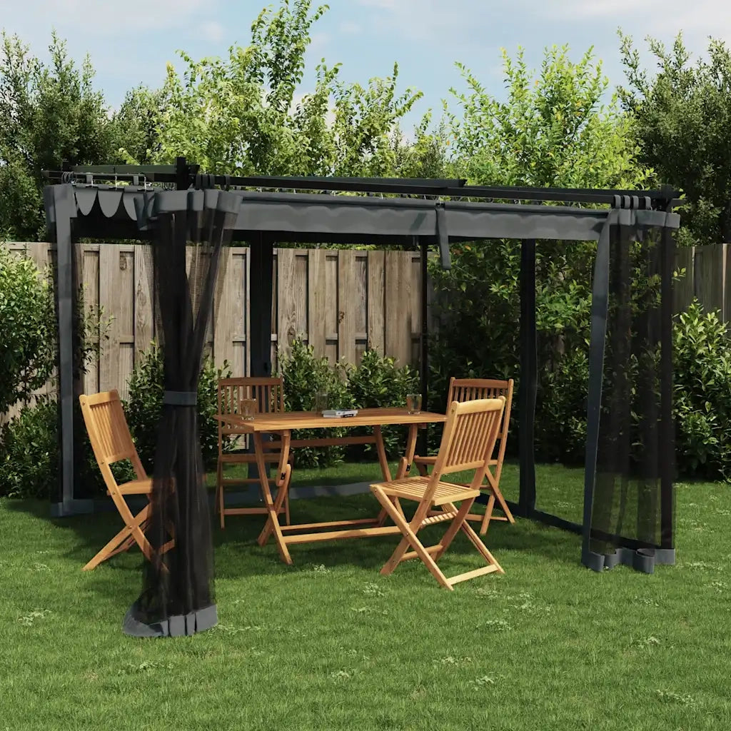 Gazebo | Pergolato con Pareti in Rete Antracite 3x3 m in Acciaio