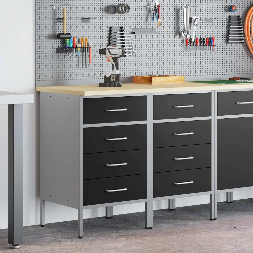 Mobile da lavoro 2 pcs Nero e Grigio 100 x 55 x 85 cm 3321362