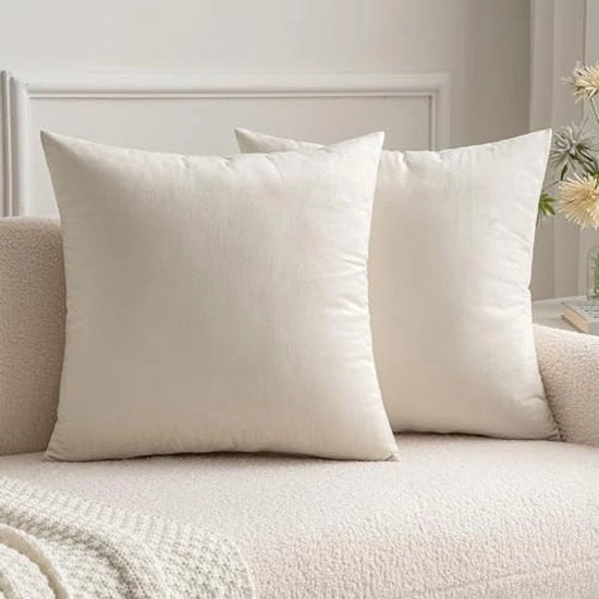 Set di 2 coprisacco da Natale in velluto, cuscini decorativi, cuscini per divano, cuscini per schiena, coprisacco con chiusura a nastro nascosto, 20x20 pollici, 50x50 cm, bianco crema