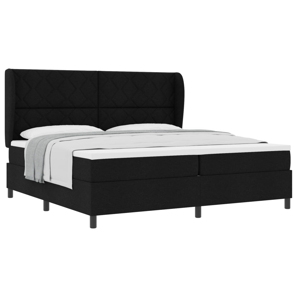 Letto a box spring  con materasso, Nero, 200x200 cm, Tessuto