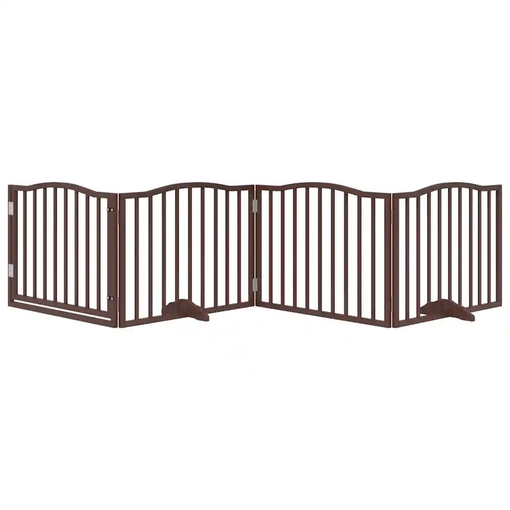 vidaXL Cancello Cani Porta Pieghevole Marrone 4 Pannelli 320cm Pioppo