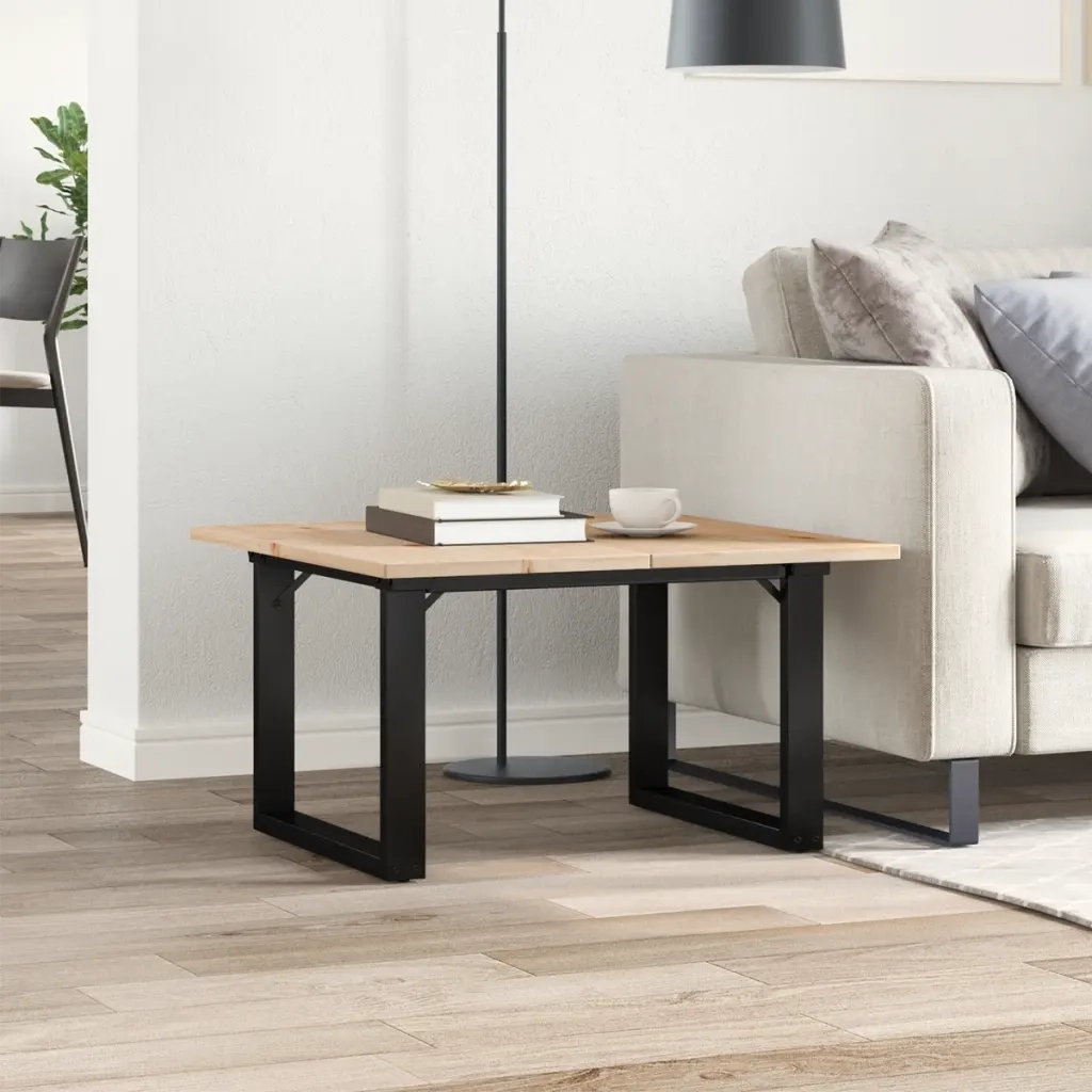 Tavolino da Salotto Telaio a O 70x70x40cm Legno Pino e Acciaio