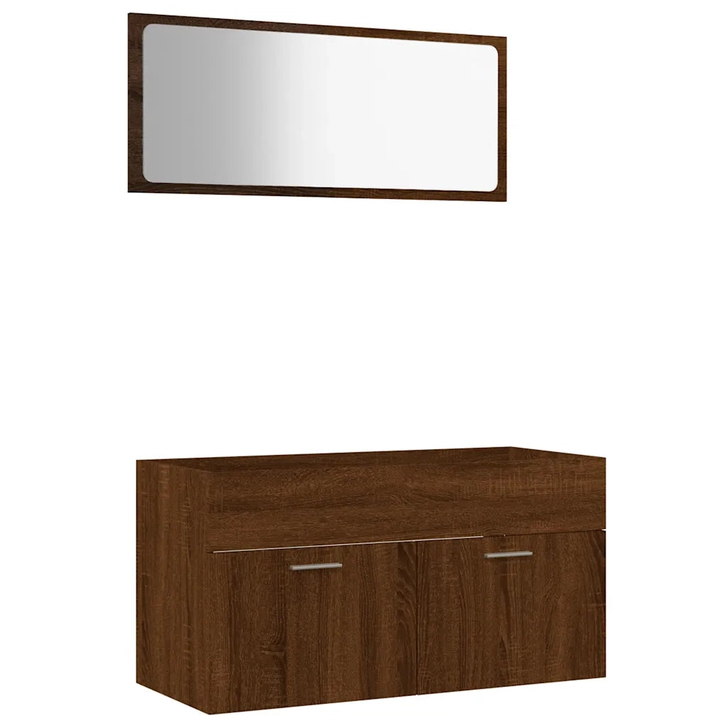 Set Mobili da Bagno | Armadio da bagno 2 pz Rovere Marrone in Legno Multistrato