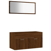 Set Mobili da Bagno | Armadio da bagno 2 pz Rovere Marrone in Legno Multistrato
