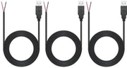 3 pezzi di cavo USB 2.0 2 metri a 2 metri con 2 capi liberi a 22 AWG 2 pin con estremità aperta maschio 12V 3A cavo di alimentazione con 2 metri di cavo a 2 metri