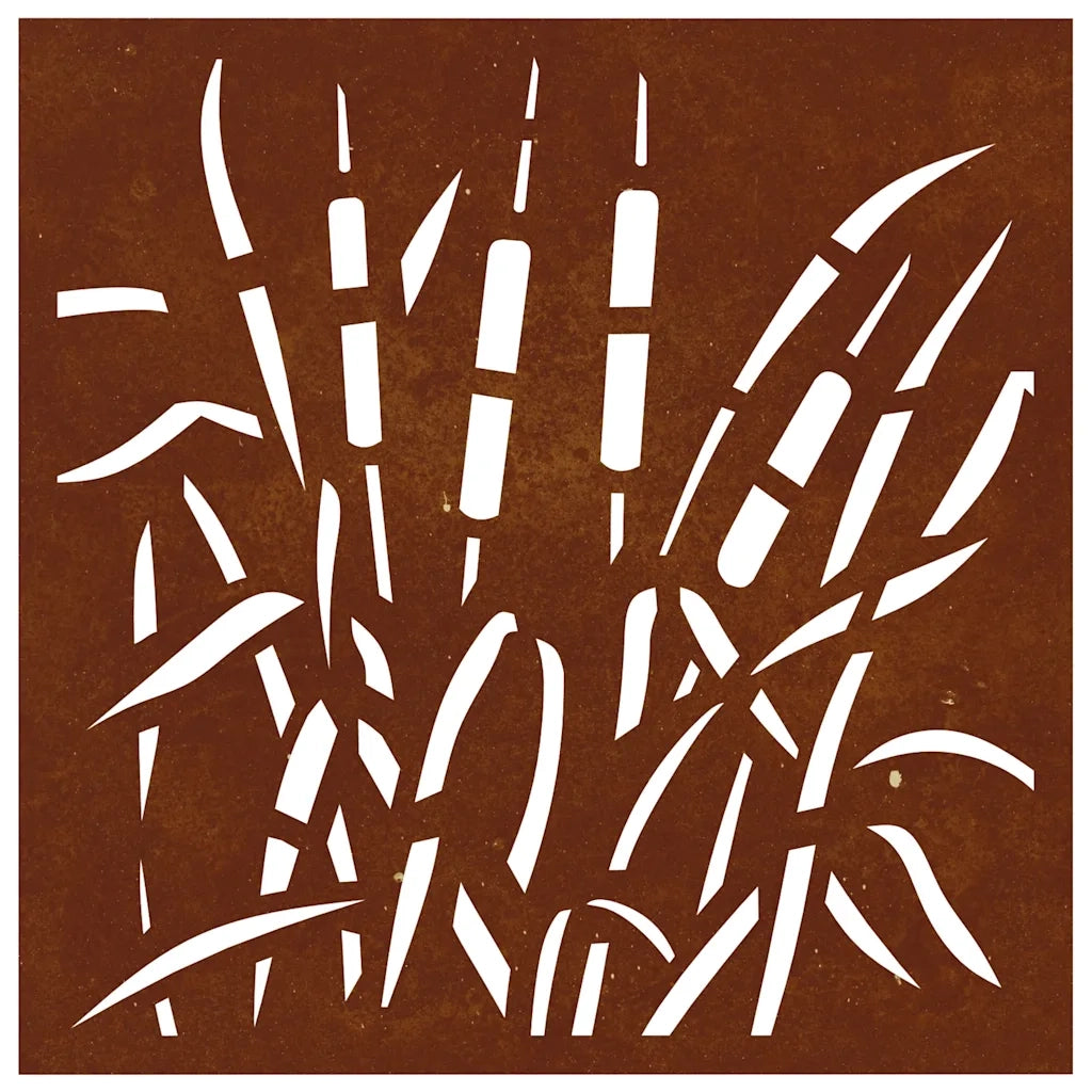 Decorazione Muro da Giardino 55x55 cm Erba in Acciaio Corten 824508