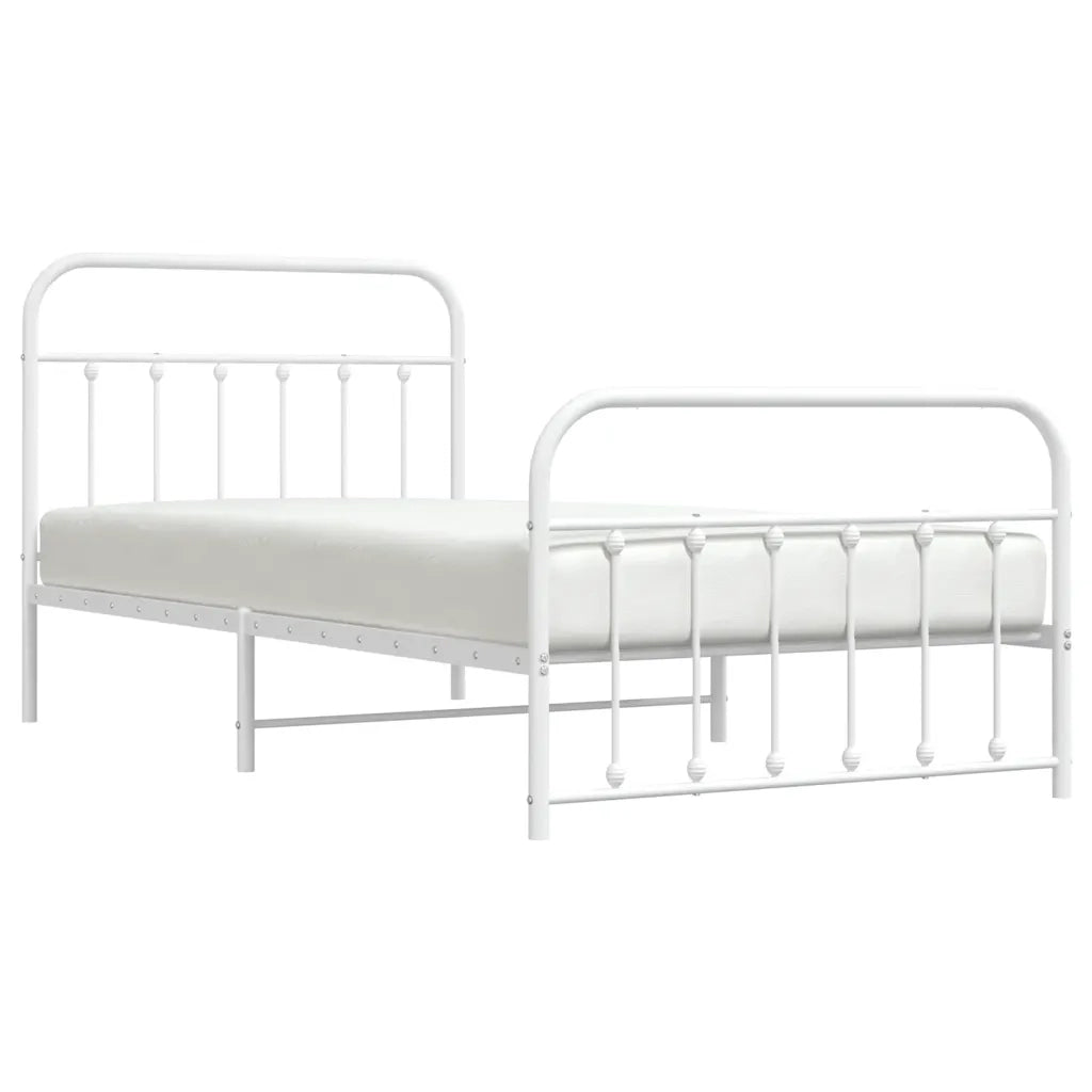 Giroletto con Testiera e Pediera Metallo Bianco 107x203 cm