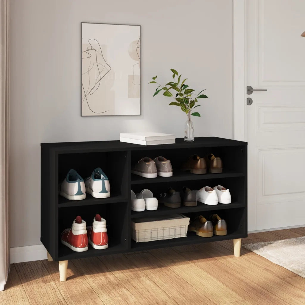 Scarpiera-Scaffale per scarpe Nera 102x36x60 cm in Legno Multistrato 163262