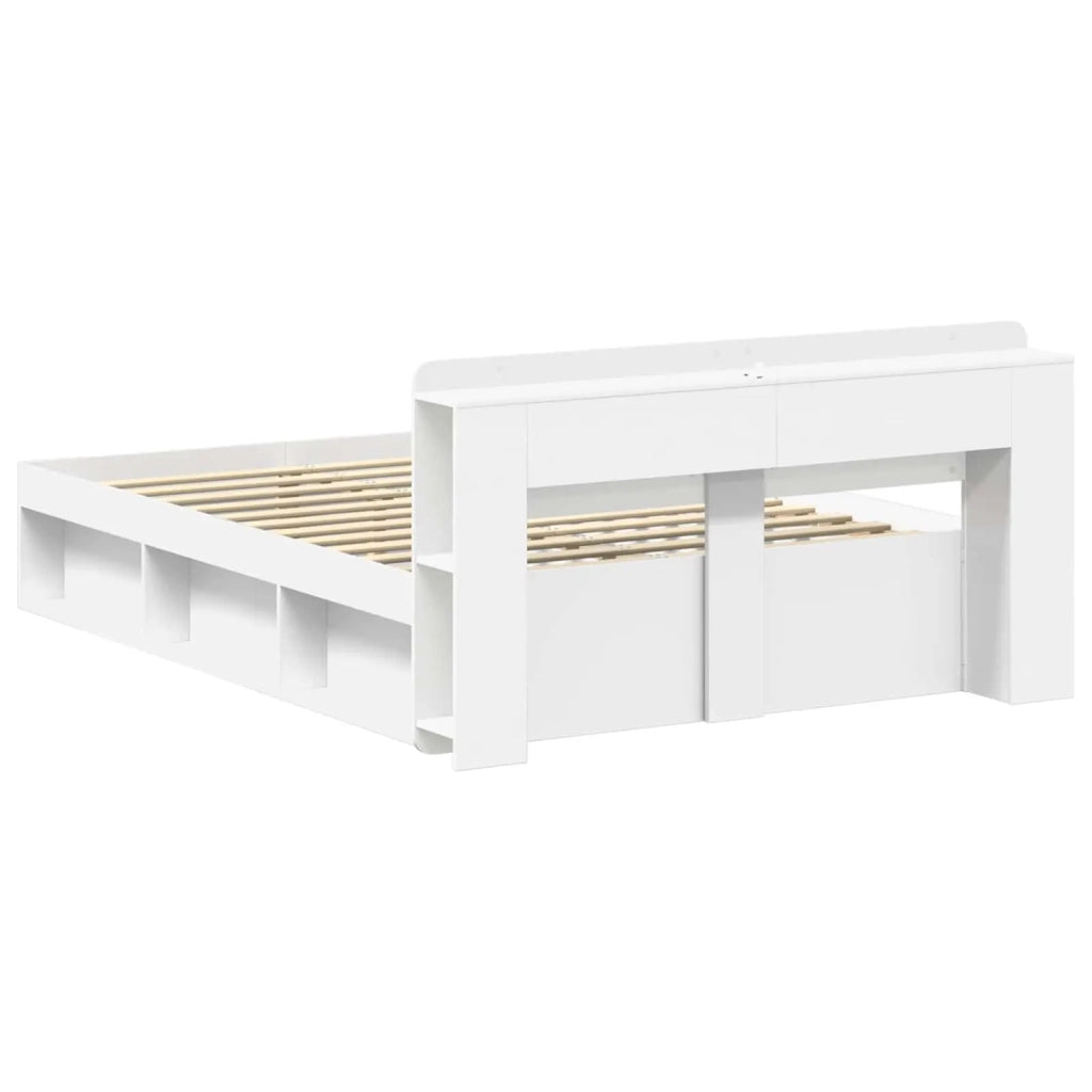 Telaio del letto con storage con testiera Bianco 140 x 200 cm