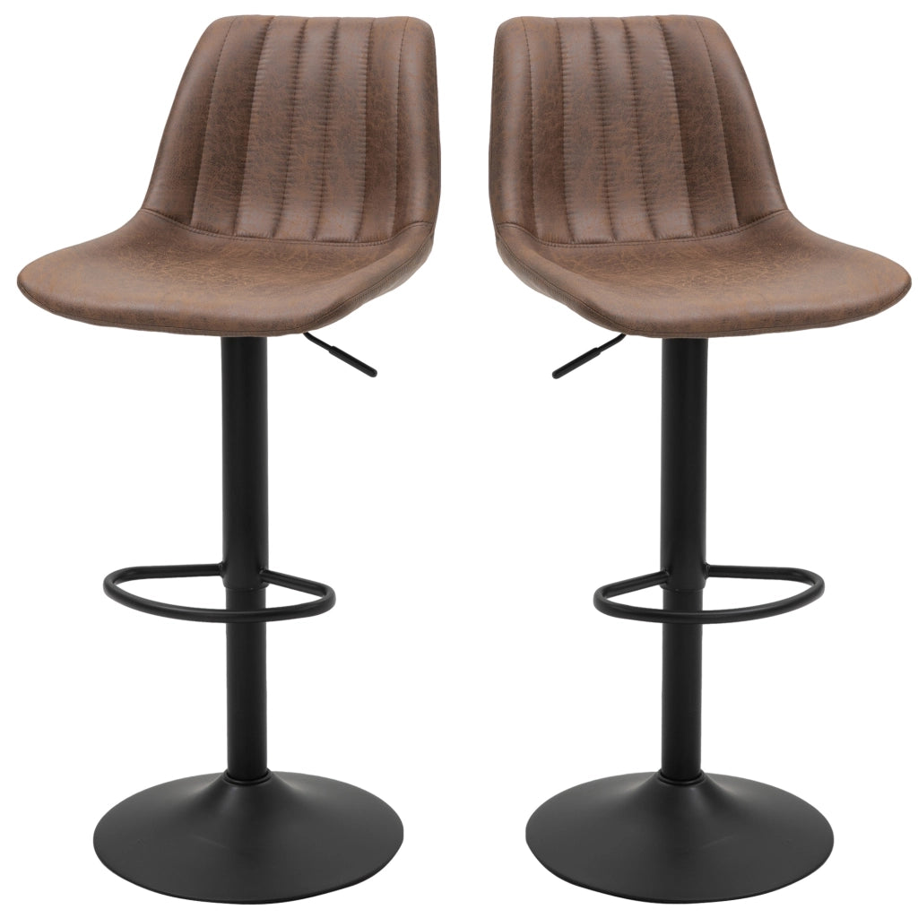 Sgabelli da Bar Vintage 2 Pezzi ¨C zephmum ¨C Regolabili Girevoli con Poggiapiedi Marrone