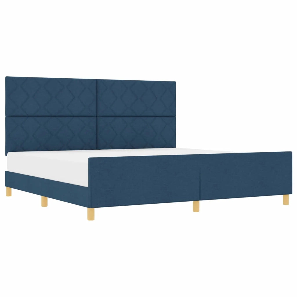 Struttura del letto con testiera Blu 200 x 200 cm Tessuto