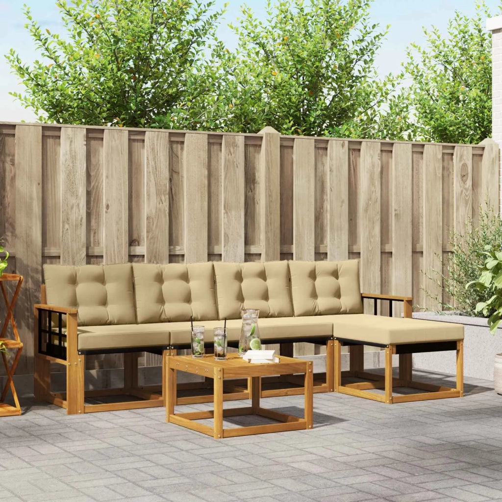 Set di divani da esterno con cuscino 6 pcs Naturale e Beige 3368600
