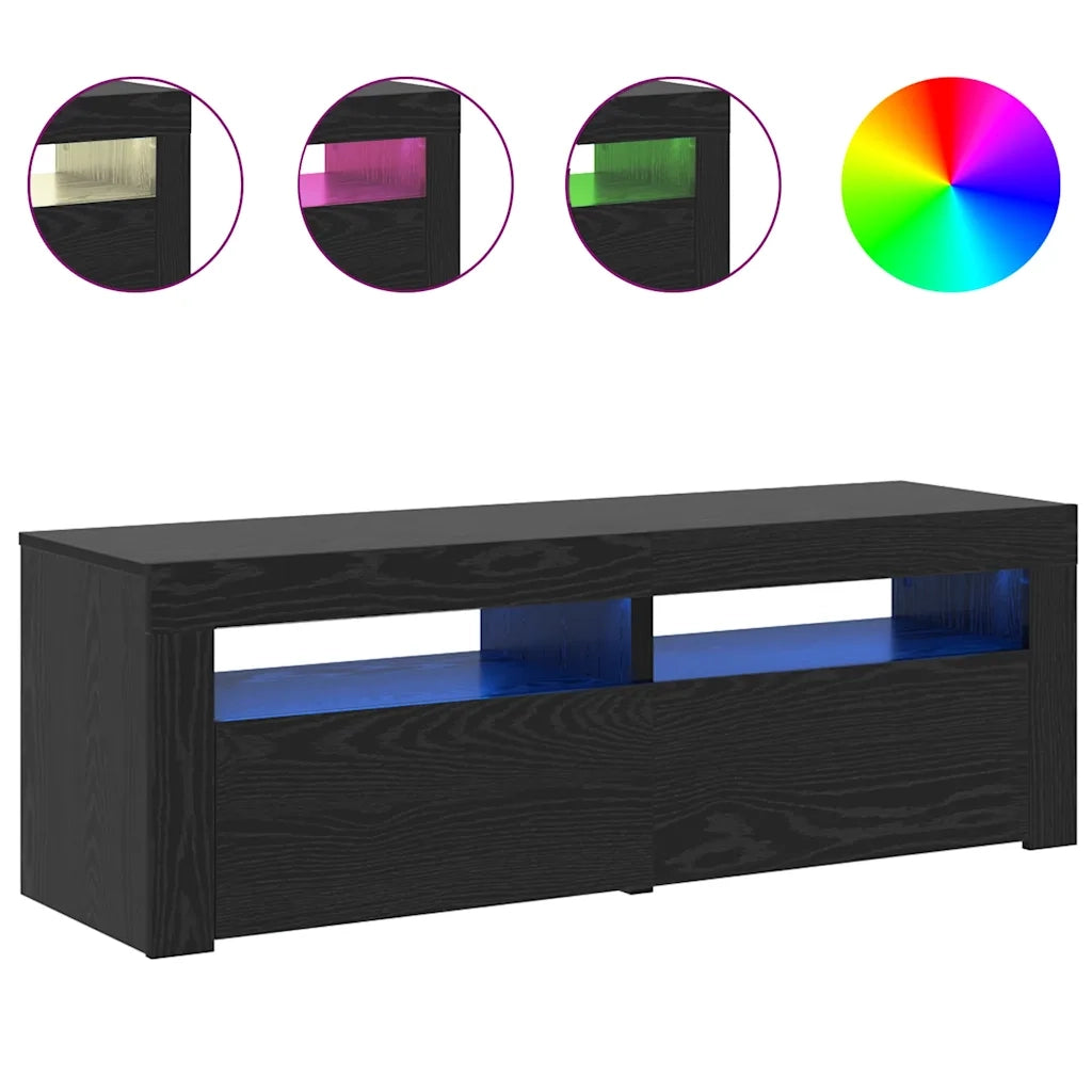 Mobile Porta TV con LED Rovere Nero 120x35x40 cm Multistrato 862031