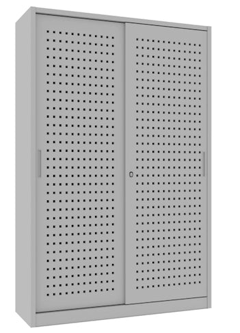 Armadio archivio documenti con struttura metallica e ante forate scorrevoli cm. 150x45x200H