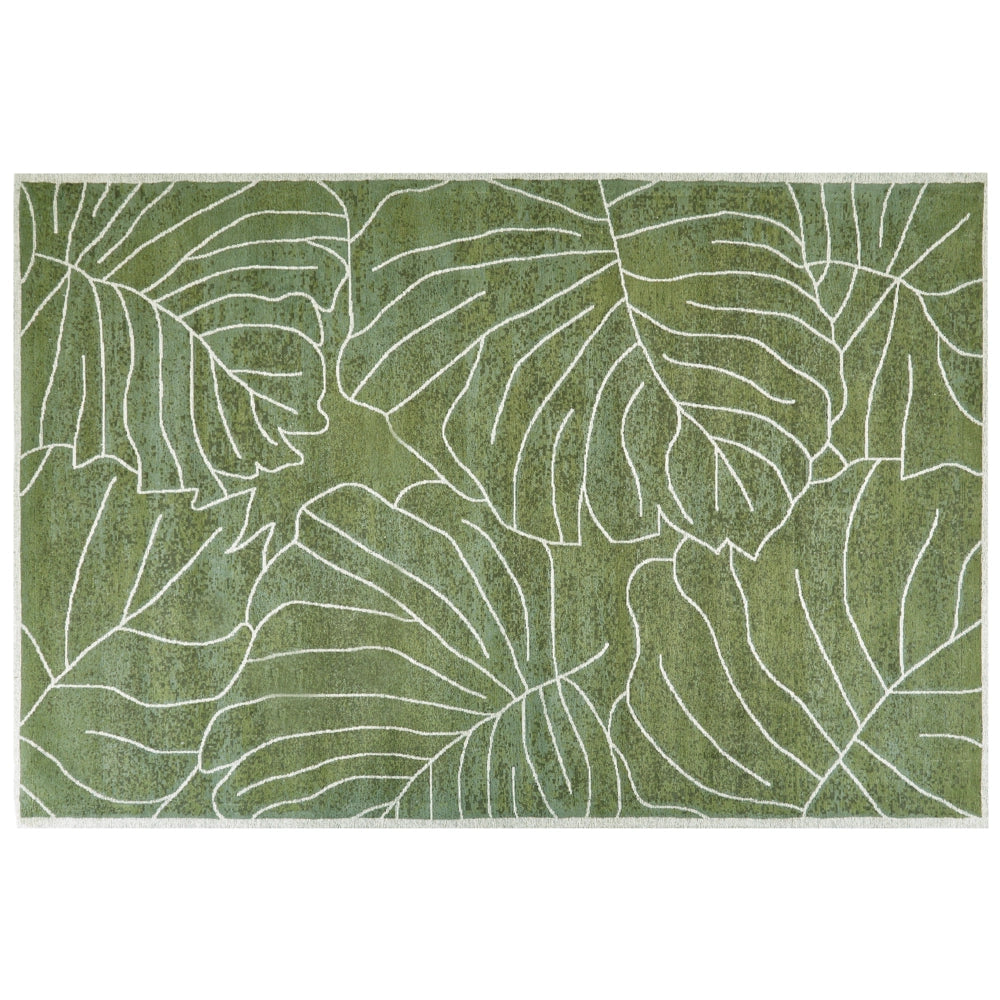Tappeto verde 200 x 300 cm Boho Moderno Motivo a Foglie