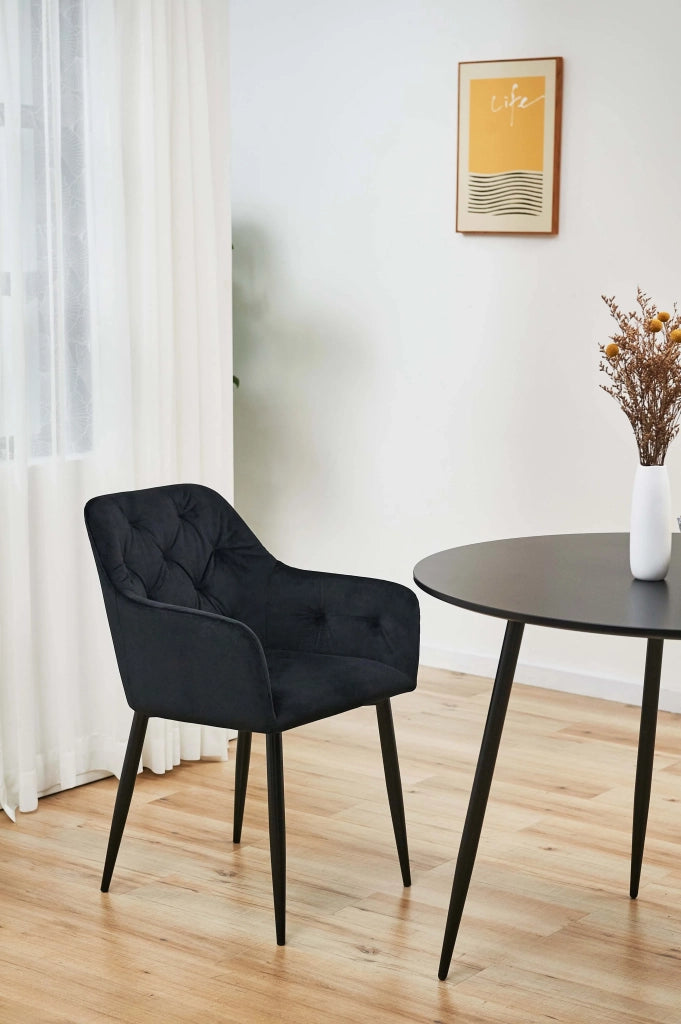 Set di 2 Sedie da Pranzo in Velluto SJ.030 Nere