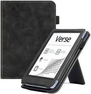 Letto elettronico compatibile con PocketBook Verse - Custodia libro con funzione Standby - Con funzione Sleep Wake - Copertura in pelle finta - Nero