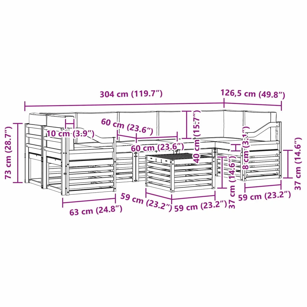 Set di divani da esterno 8 pcs Bianco e Antracite Poliestere