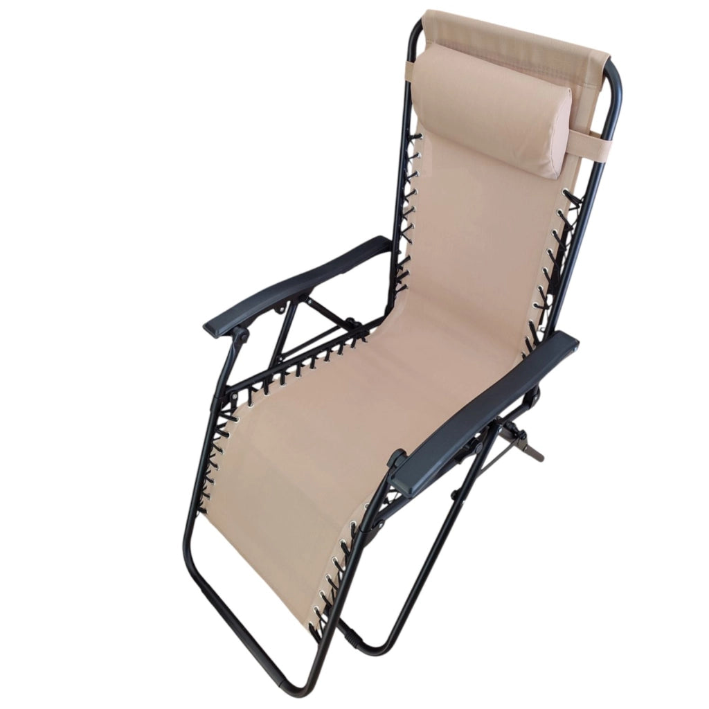 FERCASA SEDIA SDRAIO GREEK IN ACCIAIO PIEGHEVOLE RECLINABILE REGOLABILE ECRU' 94X65X113