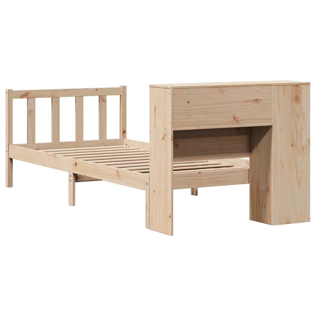 Giroletto con Libreria senza Materasso-Struttura Letto con contenitore 75x190 cm in Legno Pino 492793
