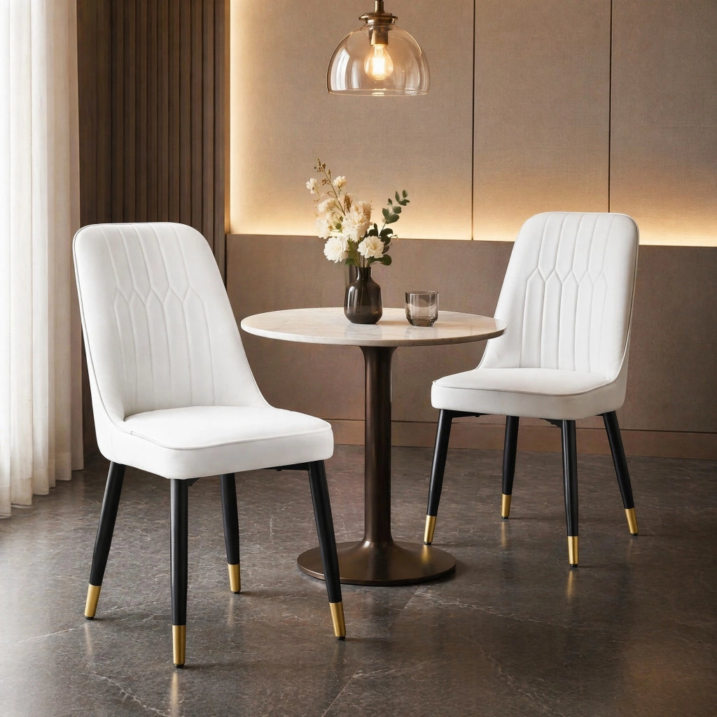 SEDIA da pranzo Set da 2 pezzi 43x41,5 cm PU bianco gambe metallo nero
