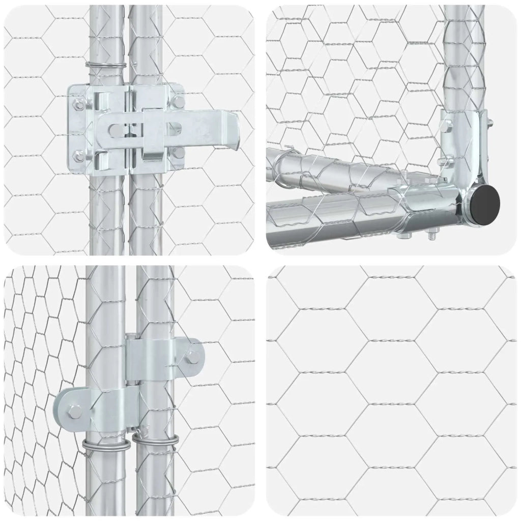 Gabbia per Polli Contro il Muro Argento 600 x 150 x 215 cm 3434725