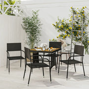 Set da Pranzo per Giardino 5 pz in Polyrattan Nero cod mxl 37570