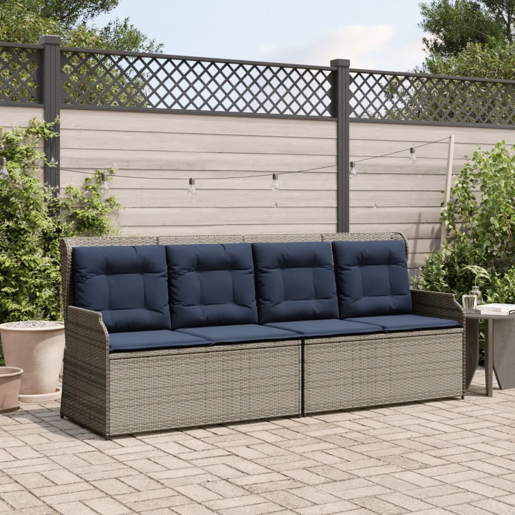 Panchina da giardino reclinabile con Cuscini in Polyrattan Grigio 368953